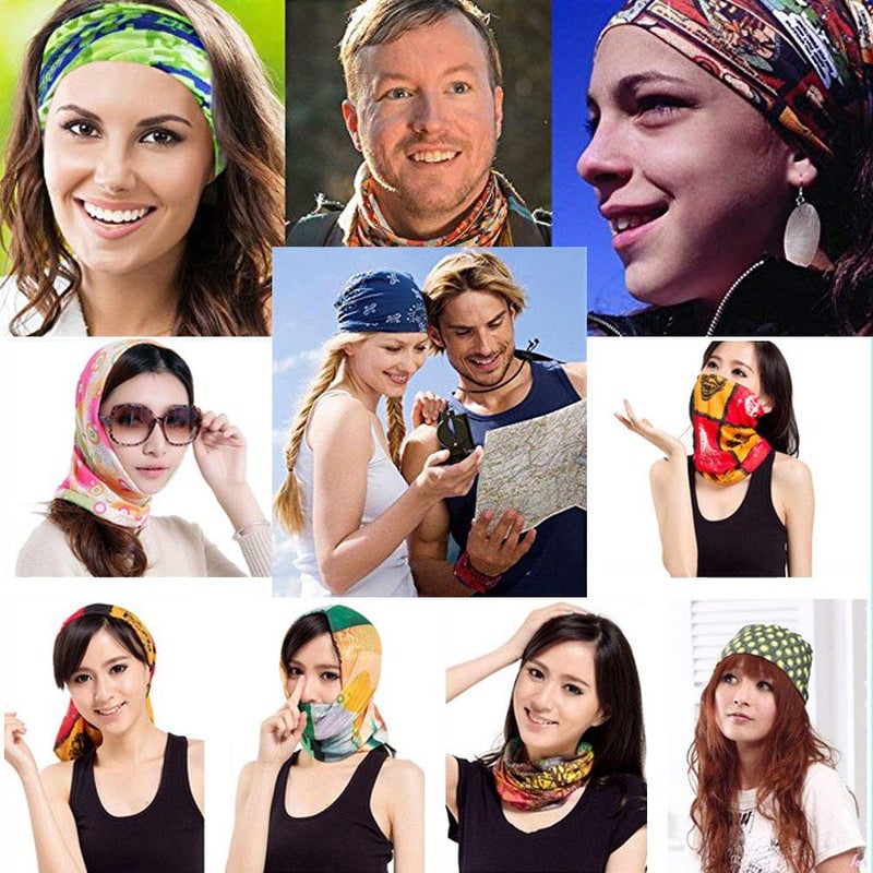 Leasinder 6pcs Magic Headband Face Mask Head Wrap Elastic Bandana Outdoor Headwear Sport Scarf Neck Gaiter UV Resistence for Workout (6pcs Blue) - Image 4
